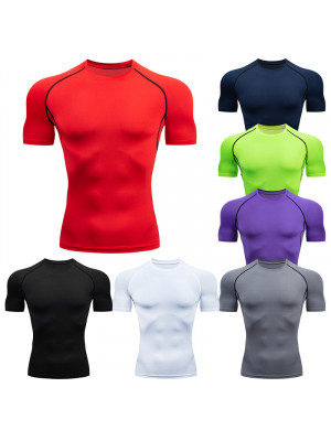 Mens Breathable T Shirt Wicking Cool Dry Running Gym Top Sports Tees