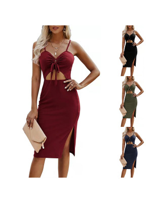 Womens Strappy Bodycon Dress Sleeveless Plain Cami Vest Cocktail Party Sundress